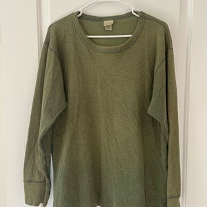 L.L. Bean Men's Green Double-Layer Underwear, Crewneck